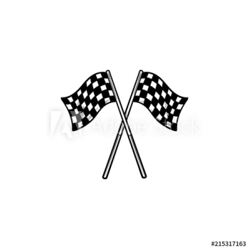 Crossed black and white checkered flags hand drawn outline doodle icon