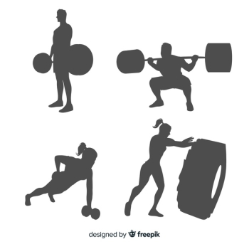 Crossfit training man and woman silhouettes collection Free Vector Crossfit training man and woman silhouettes collection Free Vector