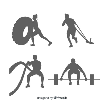 Crossfit training man and woman silhouettes collection Free Vector Crossfit training man and woman silhouettes collection Free Vector