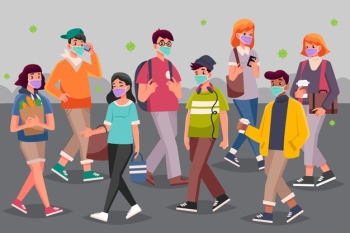Crowd of people wearing face masks Free Vector Crowd of people wearing face masks Free Vector
