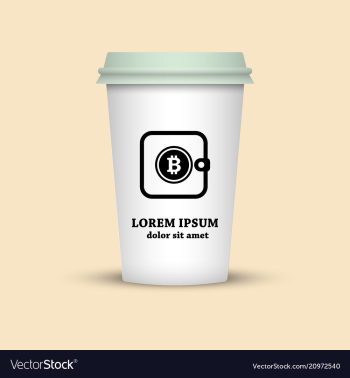 Cryptocurrency coffee cup with bitcoin wallet sign vector image Cryptocurrency coffee cup with bitcoin wallet sign vector image