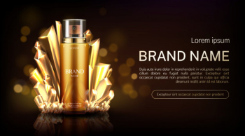 Crystal cosmetics spray bottle banner. Free Vector Crystal cosmetics spray bottle banner. Free Vector