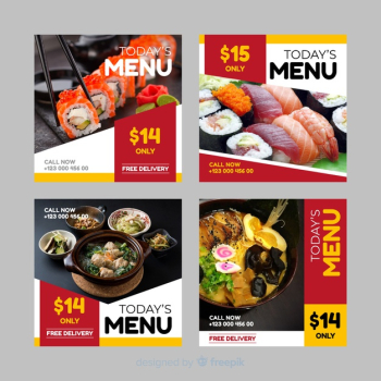 Culinary instagram post collection Free Vector Culinary instagram post collection Free Vector