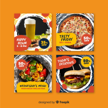 Culinary instagram post collection with photo banners Free Vector Culinary instagram post collection with photo banners Free Vector