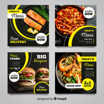 Culinary instagram post collection with photo Free Vector Culinary instagram post collection with photo Free Vector