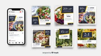 Culinary instagram post collection with photo Free Vector Culinary instagram post collection with photo Free Vector