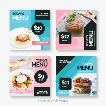Culinary instagram post collection with photo Free Vector Culinary instagram post collection with photo Free Vector
