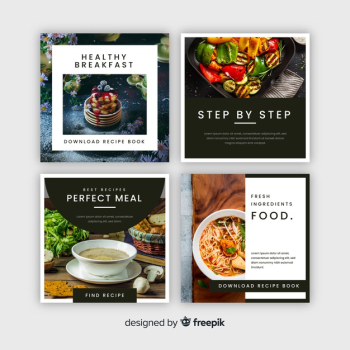 Culinary instagram post collection with photo Free Vector Culinary instagram post collection with photo Free Vector
