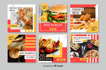 Culinary instagram post collection with photo Free Vector Culinary instagram post collection with photo Free Vector