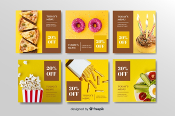 Culinary instagram post collection with photo Free Vector Culinary instagram post collection with photo Free Vector
