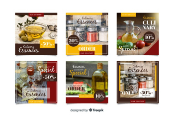Culinary instagram post collection with photo Free Vector Culinary instagram post collection with photo Free Vector