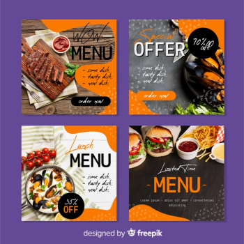 Culinary instagram post collection with photo Free Vector Culinary instagram post collection with photo Free Vector
