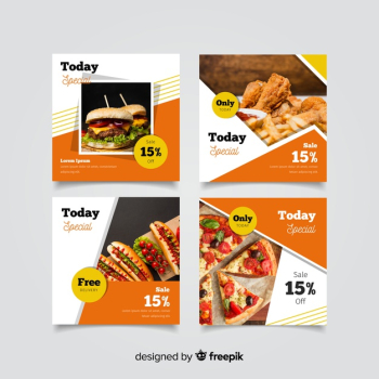Culinary instagram post collection with photo Free Vector Culinary instagram post collection with photo Free Vector