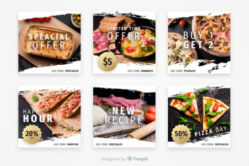 Culinary instagram post collection with photo Free Vector Culinary instagram post collection with photo Free Vector