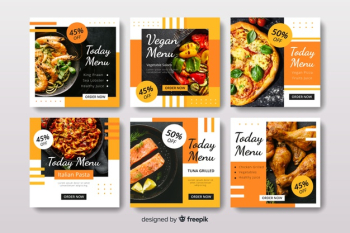 Culinary instagram post collection with photo Free Vector Culinary instagram post collection with photo Free Vector