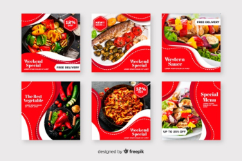Culinary instagram post collection with photo Free Vector Culinary instagram post collection with photo Free Vector