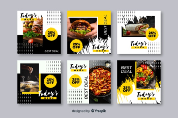 Culinary instagram post collection with photo Free Vector Culinary instagram post collection with photo Free Vector