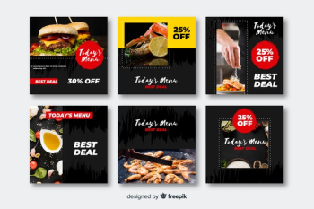 Culinary instagram set of posts Free Vector Culinary instagram set of posts Free Vector
