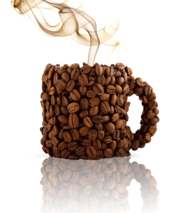 cup maden from beans isolated on white