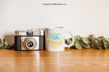 Cup mockup and camera