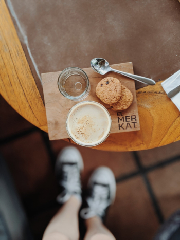 Cup of Beverage Beside Cookie Cup of Beverage Beside Cookie