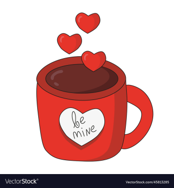 cup with drink and hearts lettering be mine cup with drink and hearts lettering be mine