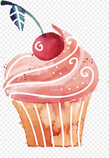 Cupcake Birthday cake Rice cake Red velvet cake Dessert - Hand-painted cartoon vector cupcakes 