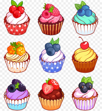 Cupcake Muffin Gugelhupf Cartoon - Vector Fruit cupcake 