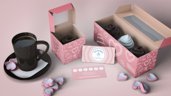 Cupcake packaging and branding mockup Free Psd