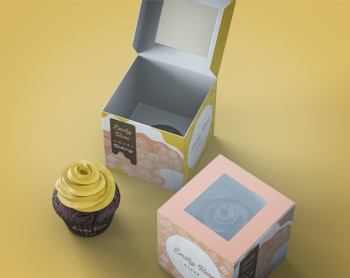 Cupcake packaging and branding mockup Free Psd