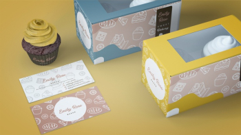 Cupcake packaging and branding mockup Free Psd