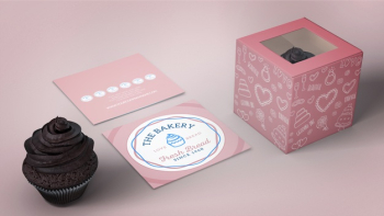 Cupcake packaging and branding mockup Free Psd