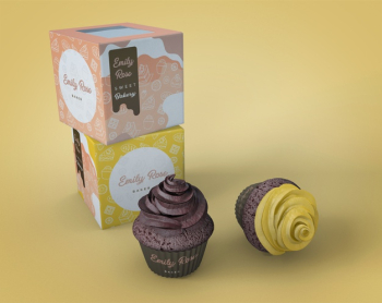 Cupcake packaging and branding mockup Free Psd