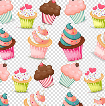 Cupcakes illustration, Cupcake Muffin Birthday cake Pattern, cake transparent background PNG clipart