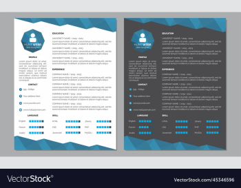 curriculum vitae resume clean and dark blue color