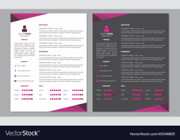 curriculum vitae resume clean and dark pink color