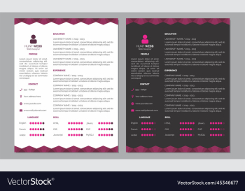 curriculum vitae resume template pink dark color
