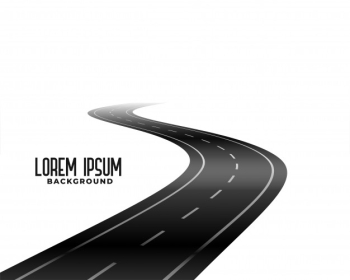 Curve winding black road white background Free Vector