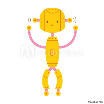 Cute adorable smiling robot isolated on white background Cute adorable smiling robot isolated on white background