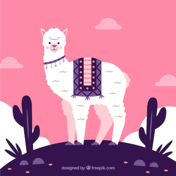 Cute alpaca background with cactus Cute alpaca background with cactus