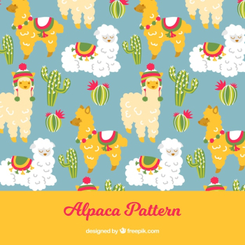 Cute alpacas pattern with nature Cute alpacas pattern with nature