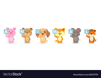 cute animals character holding board cute animals character holding board