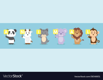 cute animals character holding board cute animals character holding board