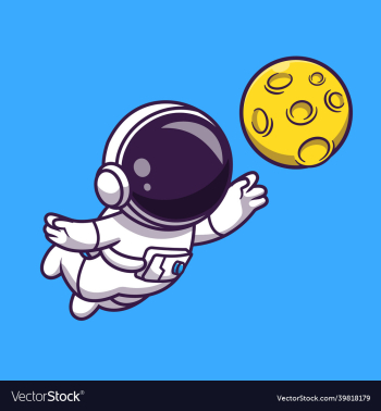 cute astronaut catching moon cartoon icon