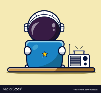 cute astronaut working on laptop cartoon icon cute astronaut working on laptop cartoon icon