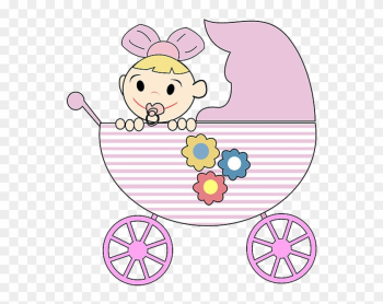 Cute Baby Girl In Baby Carriage - Girl Cartoon Image Baby Cute Baby Girl In Baby Carriage - Girl Cartoon Image Baby
