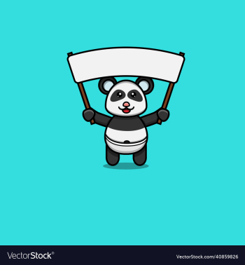 cute baby panda bring big blank banner character cute baby panda bring big blank banner character