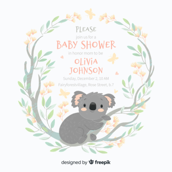 Cute baby shower template with koala Cute baby shower template with koala