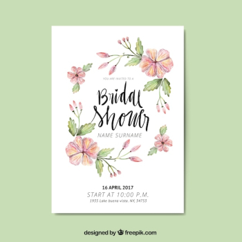 Cute bachelorette invitation with watercolor flowers