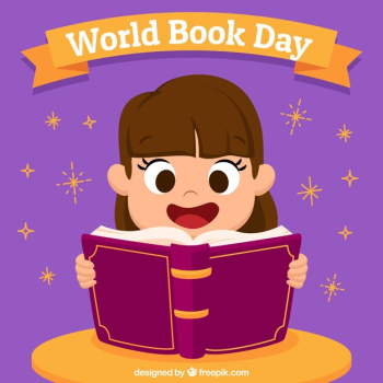 Cute background with adorable little girl reading